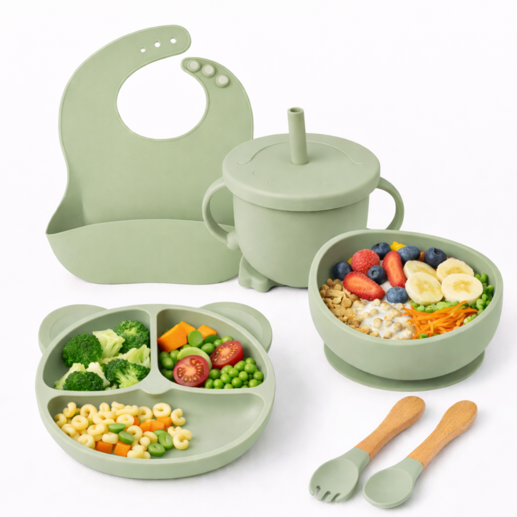 Baby weaning set silicone suction

